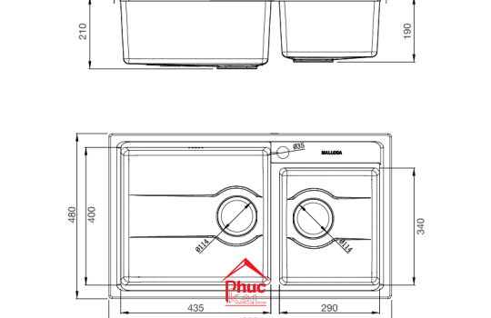 Chậu rửa chén MS 5082W