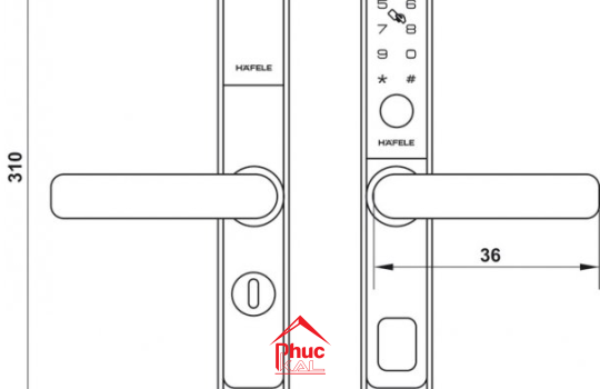 Khóa điện tử cửa nhôm DL6600 Hafele 912.20.145
